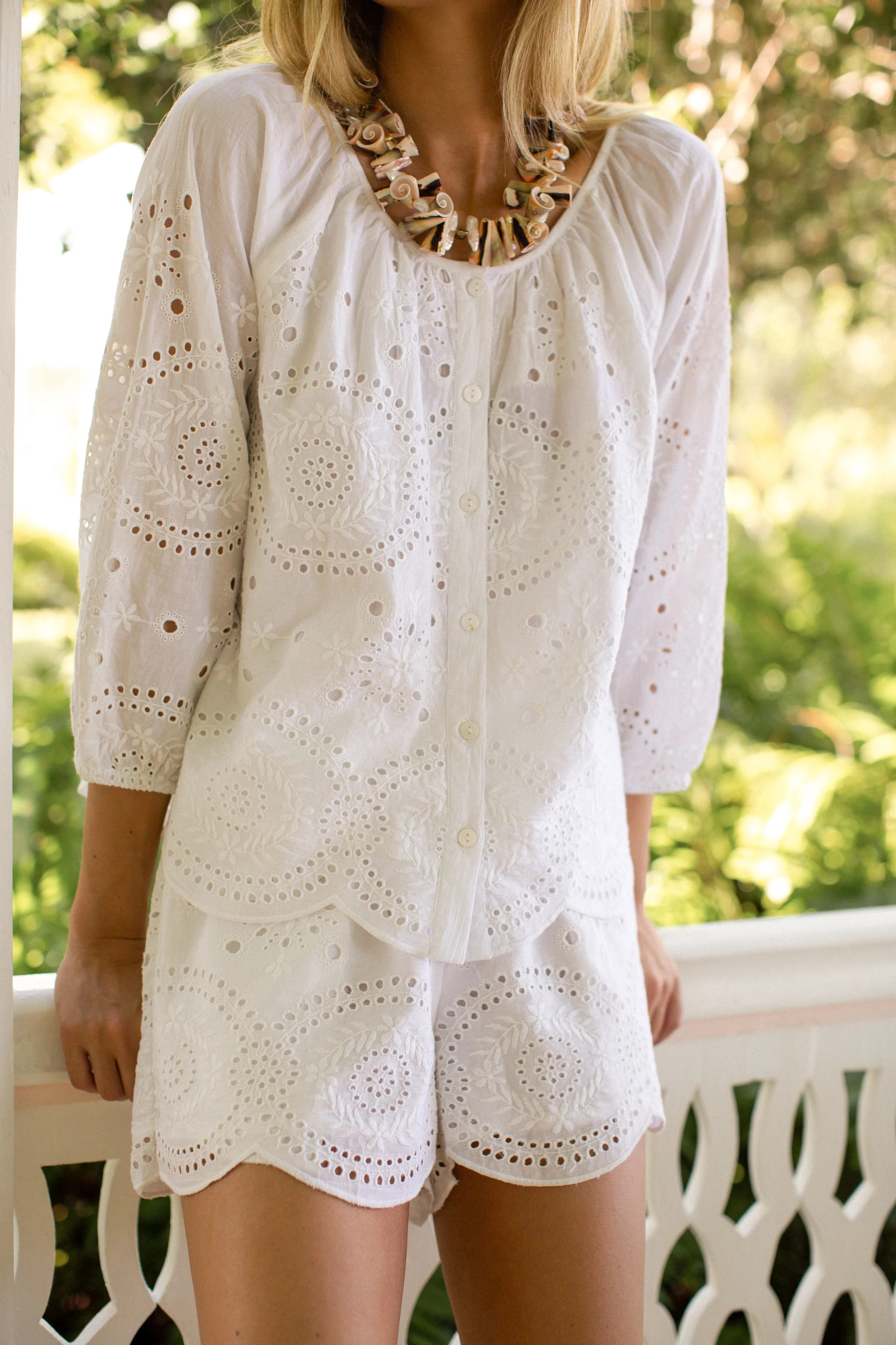 Sophie Top - White Demi Eyelet | Marea