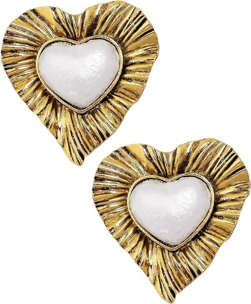 Retro Statement Heart Stud Earrings for Women Girls, Accessories Jewelry Trendy Stuff | Amazon (US)
