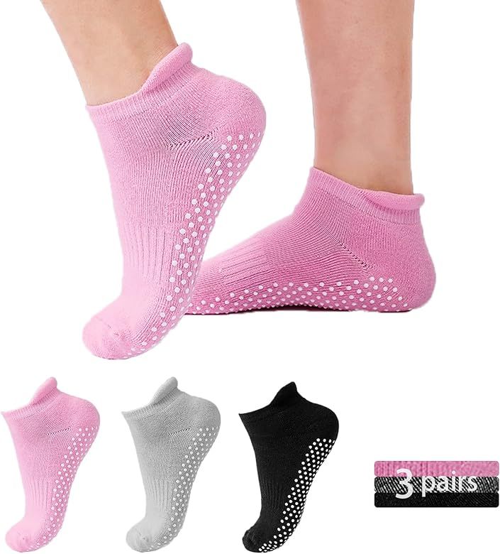 Grip Socks for Women Pilates Yoga, Non Slip Hospital Socks with Grippers for Women,Grippy Sticky ... | Amazon (US)