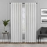 Eclipse Harper Velvet Rod Pocket Curtains for Bedroom, Single Panel, 50 in x 63 in, Snow | Amazon (US)