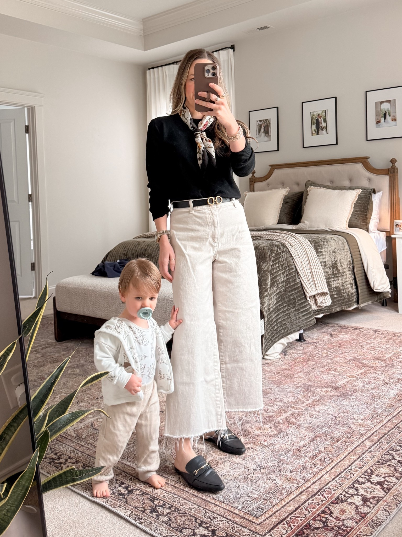 Winter to Spring Transition Outfit 🤍

• Amazon lightweight black sweater
• Amazon silk scarf (comes in a 4-pack)
• Target wide leg jeans
• Amazon black loafers

This is one of my favorite in-between season formulas: a lightweight sweater + structured denim + a scarf for instant polish.

The black sweater keeps it classic, the scarf adds a timeless, Parisian-inspired touch, and these wide leg jeans make it feel current without being trendy. Perfect for cooler mornings but light enough for spring afternoons.

Perfect for:
• Winter to spring transition outfits
• Casual chic mom outfits
• Wide leg jeans outfit
• Lightweight sweater outfit
• Classic capsule wardrobe
• Elevated everyday style
• School drop off outfits

Comfortable, classic, and easy to repeat all season.

#LTKmomlife #LTKootd #LTKWorkwear