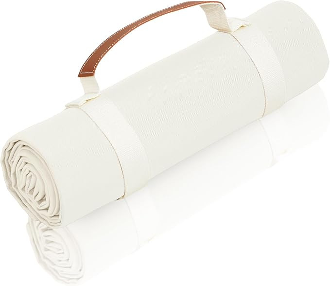 4'9" x 6'3" White Lightweight Water-Resistant Canvas Mat – Picnic, Outdoor, Beach, Park, Campin... | Amazon (US)
