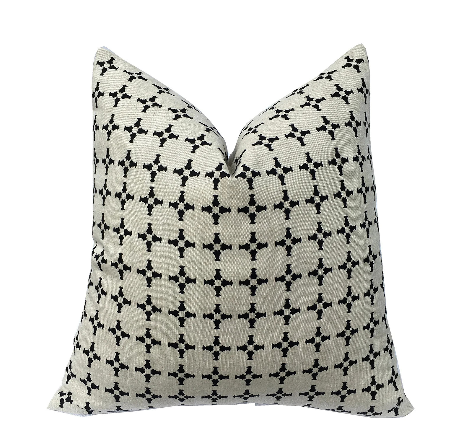 Black on Oatmeal Pillow Cover | Designer | 1 OR 2 Sided | Vintage Style | Charcoal | Onyx |Modern... | Etsy (US)