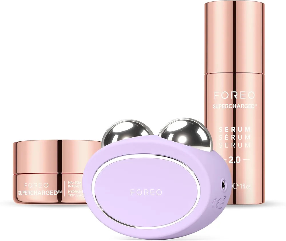 FOREO Total Facelift Bundle - BEAR 2 Advanced Microcurrent Facial Device + SUPERCHARGED SERUM 2.0 1 oz + SUPERCHARGED HA+PGA Triple Action Intense Moisturizer 0.5 oz - Anti Aging - Skin Care Tools | Amazon (US)