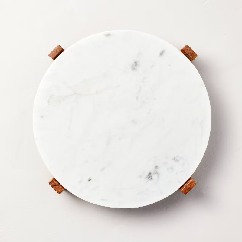 12.5" Marble & Wood Footed Trivet White/Gray - Hearth & Hand™ with Magnolia | Target