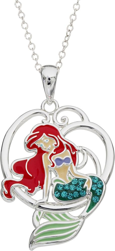 Disney The Little Mermaid, Princess Ariel Silver Plated Crystal Pendant, 18" | Amazon (US)