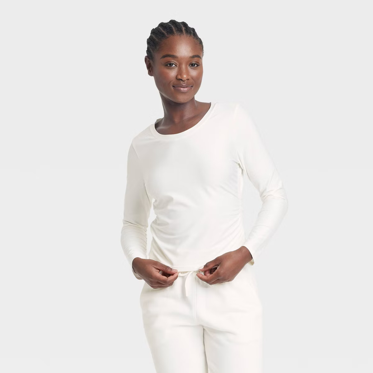 Women's Ribbed Side-Cinch Long Sleeve Top - All In Motion™ | Target