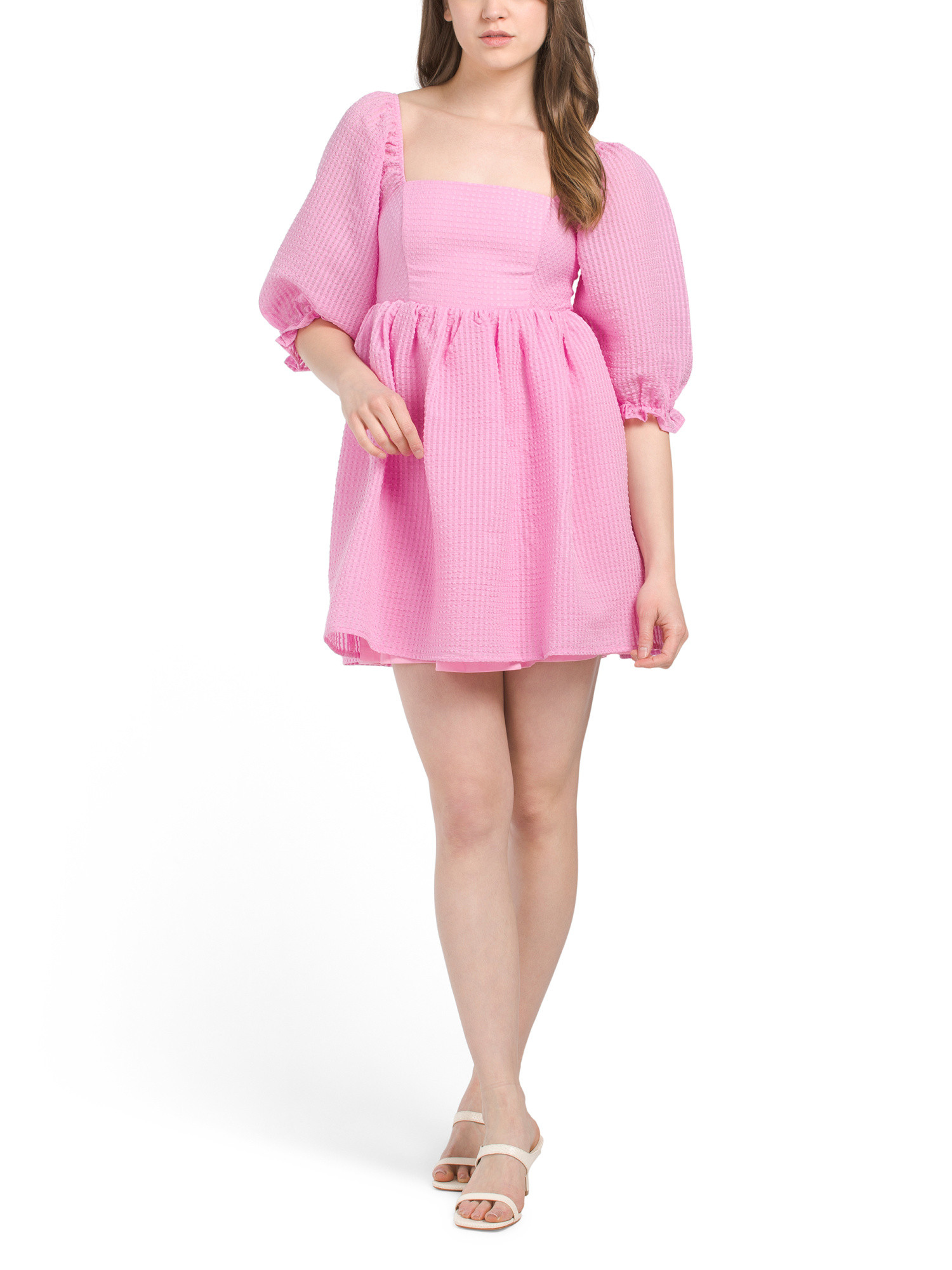 Puff Sleeve Square Neck Mini Day Dress | Casual Dresses  | Marshalls | Marshalls
