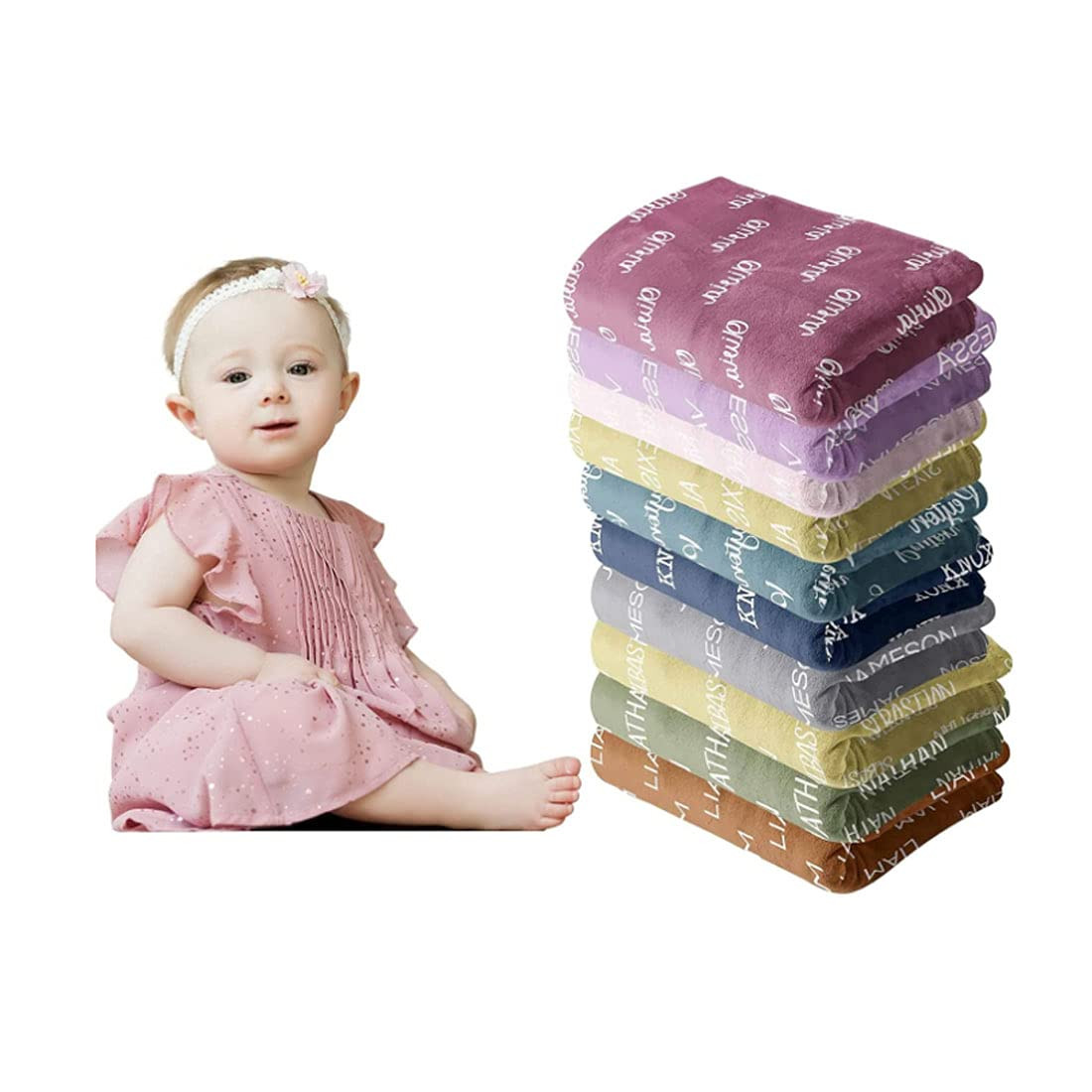 Personalized Baby Blankets for Girls with Name - Baby Boy Newborn Soft- Customized Blankets (30-4... | Amazon (US)