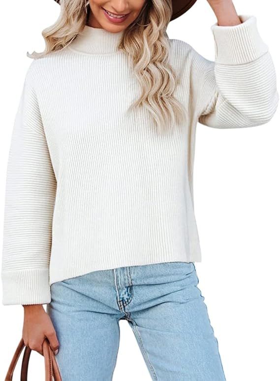 Womens Turtleneck Oversized Pullover Sweaters Long Sleeve Ribbed Knit Loose Fit Casual Warm Jumpe... | Amazon (US)