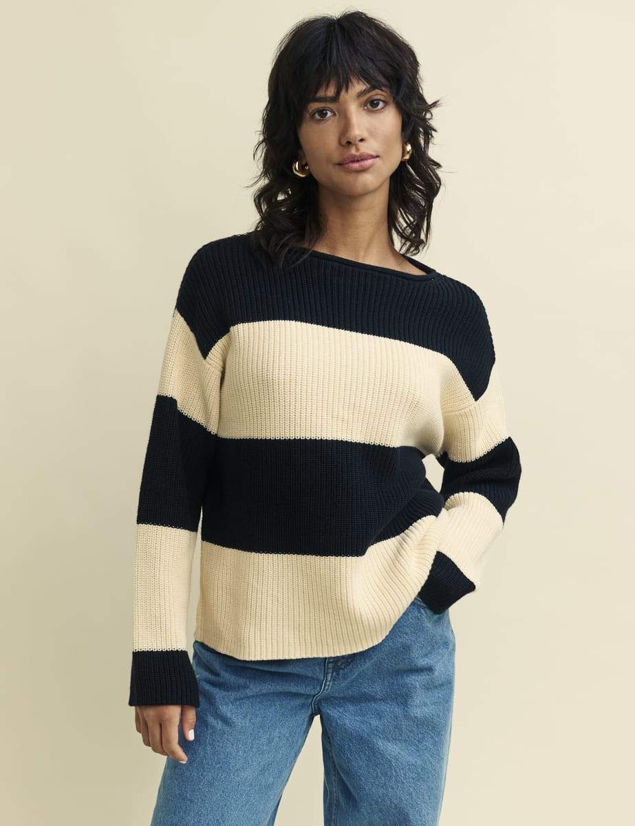 Boxy Stripe Knitted Jumper | Nobody's Child