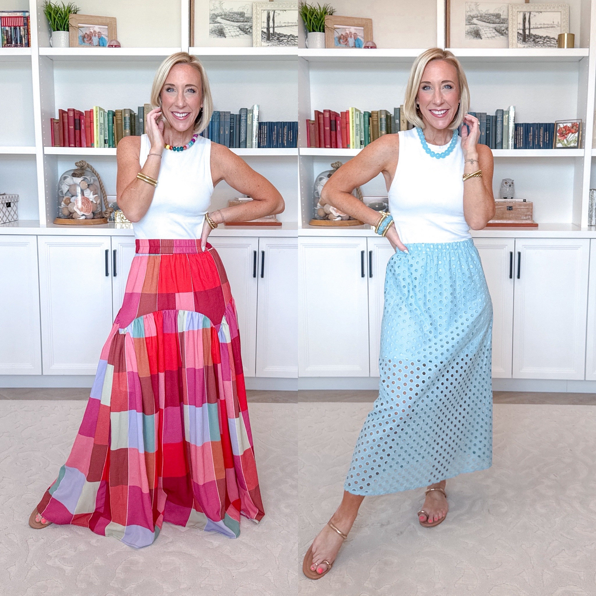 Amazon - fun new unboxing * Multicolor Plaid Print Maxi Skirt - size small. * White tank (with built in bra) - size small. Eyelet Maxi Skirt - size small. 10 colors. 

 

#LTKSeasonal #LTKSaleAlert #LTKOver40