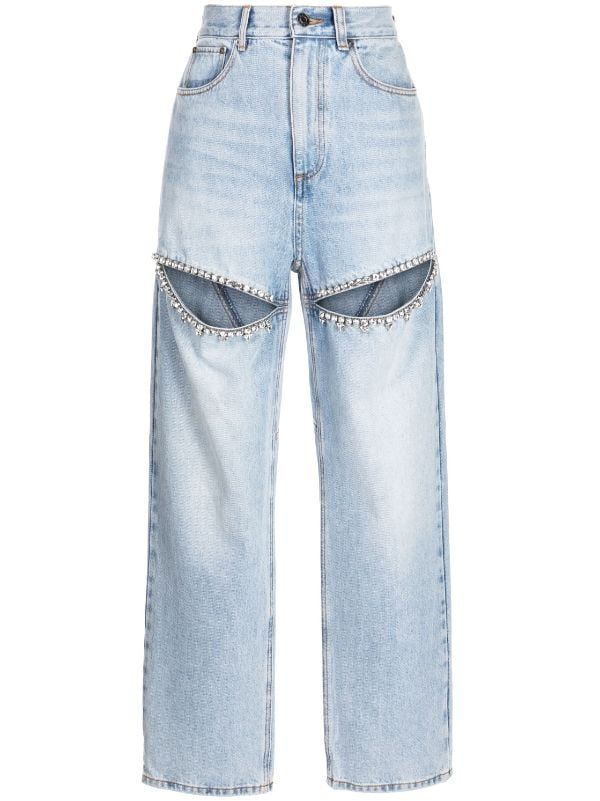crystal-embellished straight-leg jeans | Farfetch (CN)