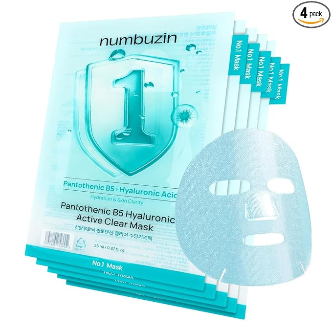 numbuzin No.1 Sheet Mask | Pantothenic B5 Hyaluronic Active Clear Mask | Calming, Soothing, Hydra... | Amazon (US)