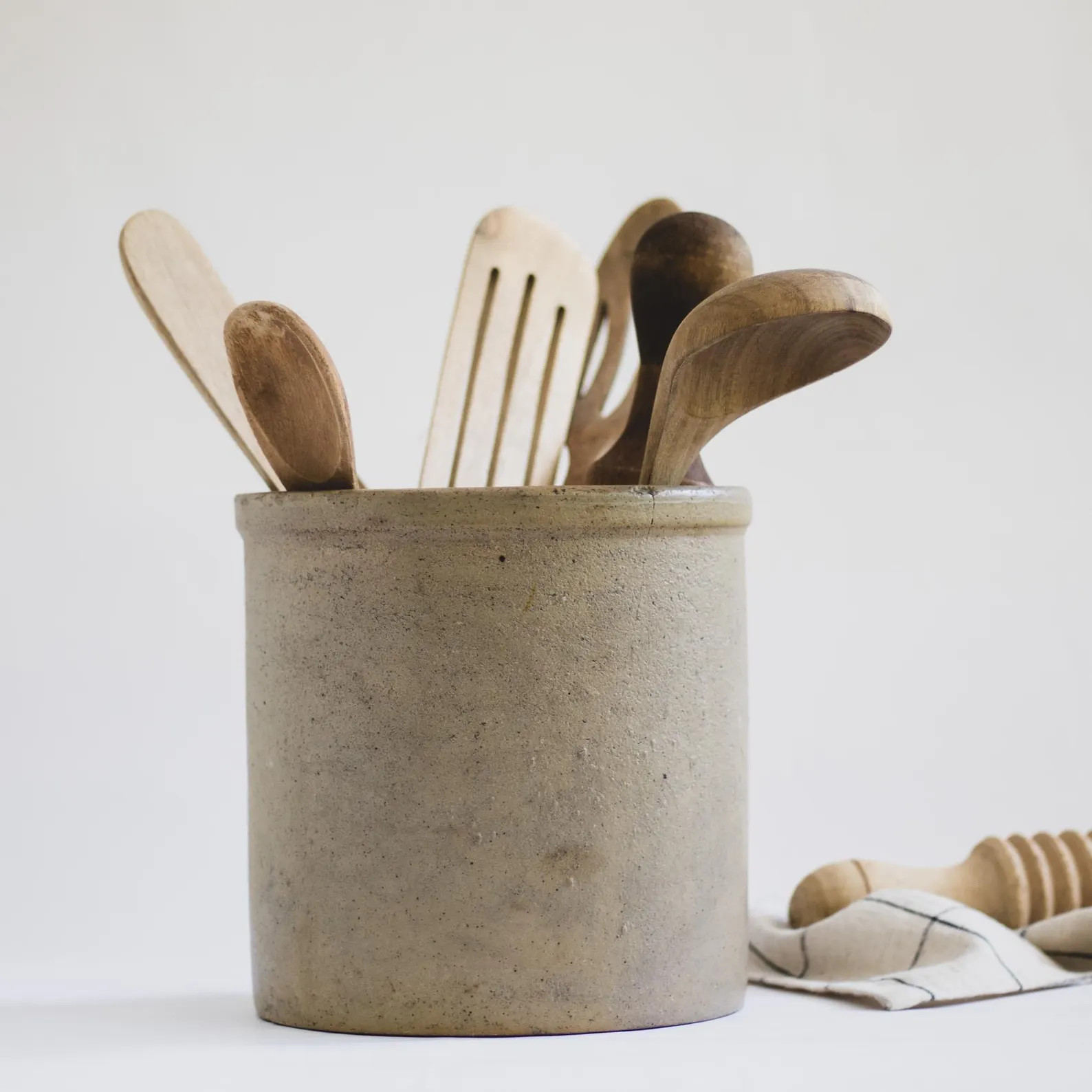 Antique Rustic Salt Glazed Crock for Kitchen Utensils, Modern Farmhouse Stoneware Crock, Ceramic ... | Etsy (US)