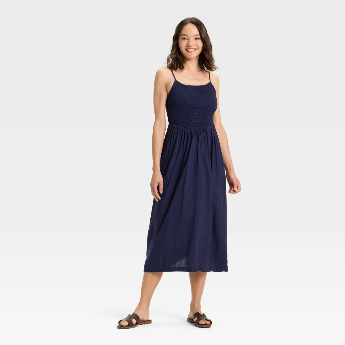 Women's Smocked V-Waist Midi Dress - A New Day™ | Target