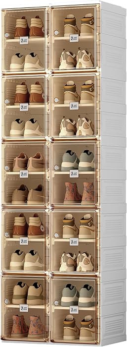 ANTBOX Shoe Organizer Storage Box, Portable Folding Shoe Rack For Closet With Magnetic Clear Door... | Amazon (US)