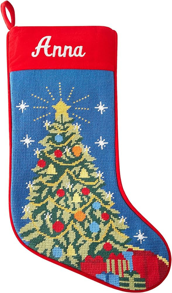 Amazon.com: Let's Make Memories Personalized Needlepoint Christmas Stocking - Embroidered Family ... | Amazon (US)