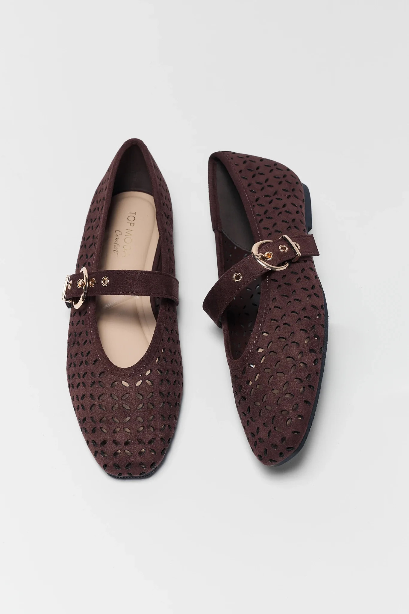 Brown Faux Suede Ballet Flats | Avara