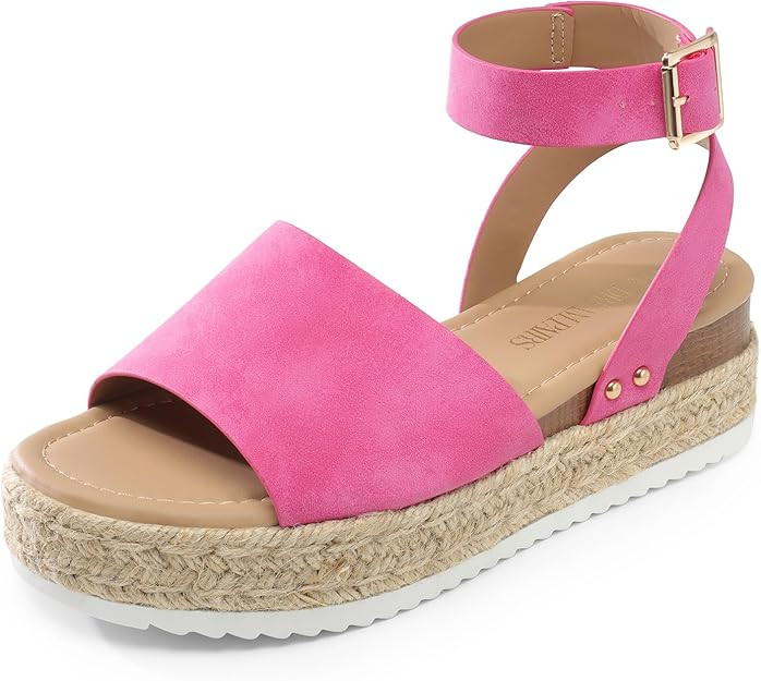 DREAM PAIRS Women's Platform Espadrilles Casual Ankle Strap Wedge Sandals Comfortable Dressy Summ... | Amazon (US)