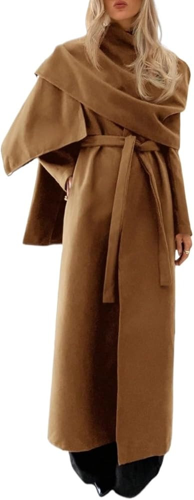 Womens Winter Hooded Wrap Color Coat Regular Sleeve Long coat | Amazon (US)