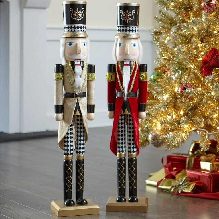 Brylanehome Christmas 36"H Wooden Nutcracker, Red Christmas Decoration - Walmart.com | Walmart (US)