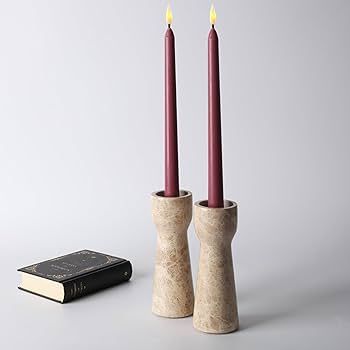WORHE Candle Holders True Natural Marble Set of 2 Taper Candlestick Holder for Home Dinning Party... | Amazon (US)