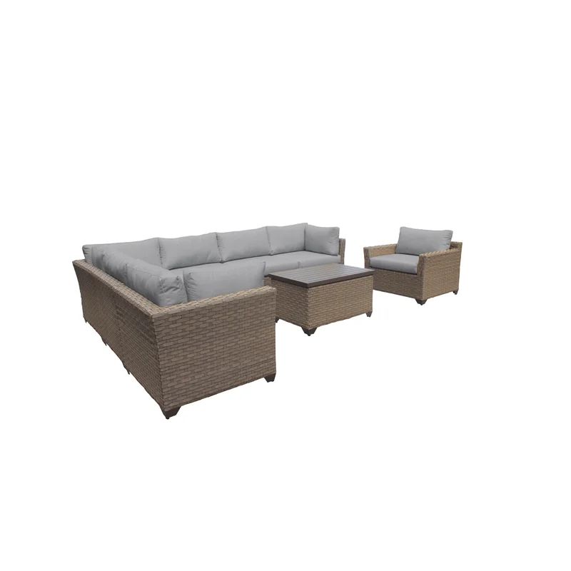 Rochford High-Density Polyethylene (HDPE) Wicker 7 - Person Seating Group with Cushions | Wayfair North America
