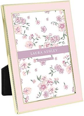 Laura Ashley 5x7 Pink Enamel Picture Frame, Gold Metal Edge with Easel, for Countertop, Countersp... | Amazon (US)