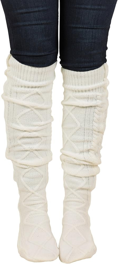Floral Find Women's Cable Knit Knee-High Winter Boot Socks Extra Long Thigh Leg Warmers Stocking | Amazon (CA)