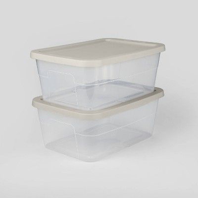 2pk 16qt Clear Storage Boxes Gray - Room Essentials&#8482; | Target