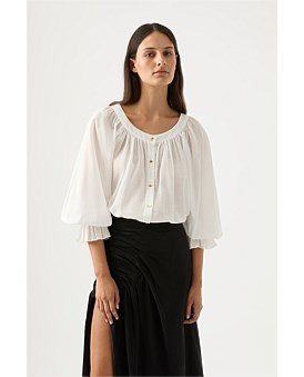 David Jones Aje Le Corsaire Button Blouse in White | David Jones (Australia & New Zealand)