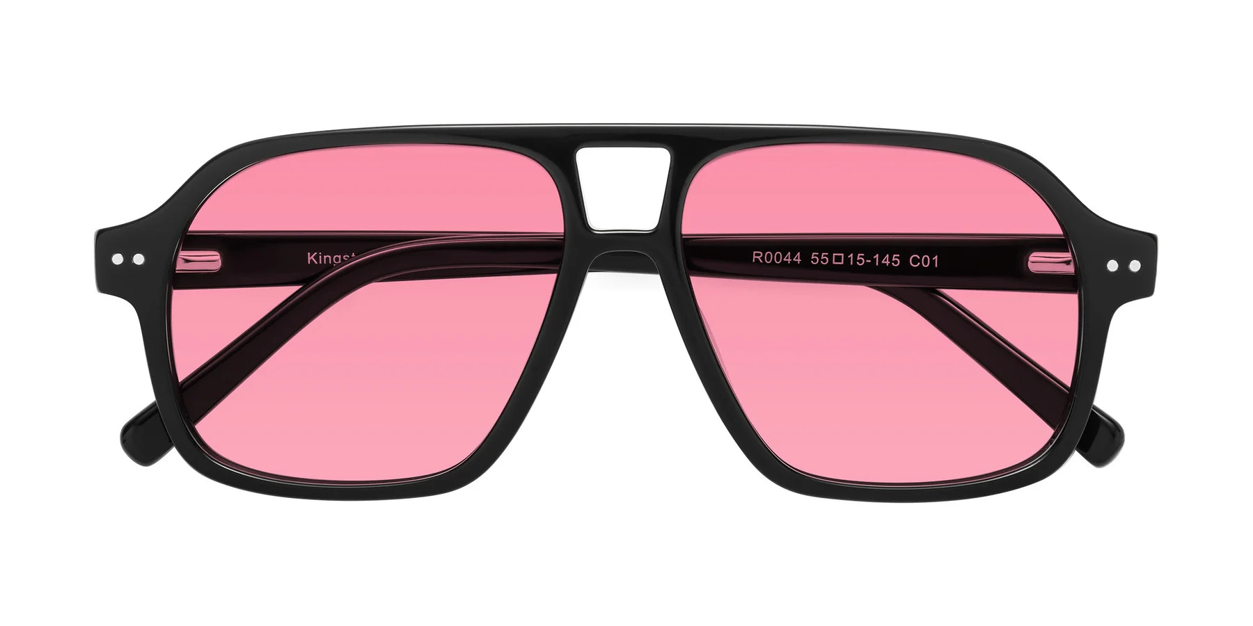 Black Grandpa Oversized Aviator Tinted Sunglasses with Medium Blue Sunwear Lenses - Kingston | Yesglasses