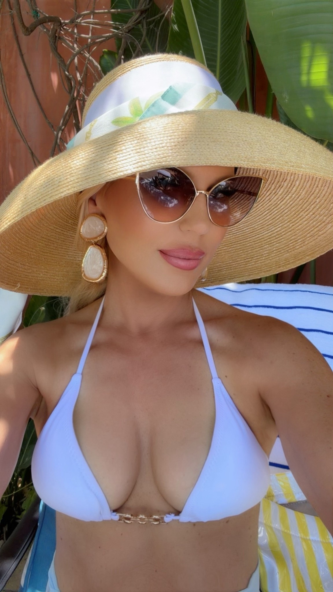 Sunnies are from Sadri Sun Glams, or I linked similar ones below for you. 

Hat linked below. Scarf from Eloise Keene, swim suit & earrings linked below. 

Lippie linked as well for you all asking 👇🏻

#LTKdayinmylife #LTKootd #LTKTravel