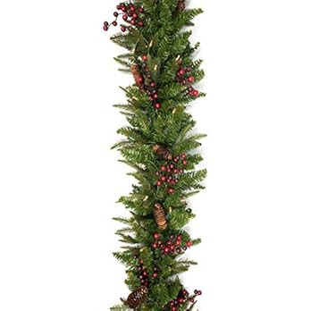 Vita Domi 9'x14 Wellington Fir Pine Spruce Decorative Garland 2 Tone Green with 480 Tips 70 Clear... | Amazon (US)