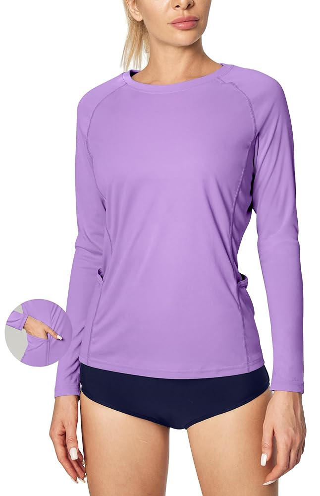 IUGA Rash Guard for Women UPF 50+ SPF UV Protection Long Sleeve Workout Tops with Pockets Dry Fit... | Amazon (US)