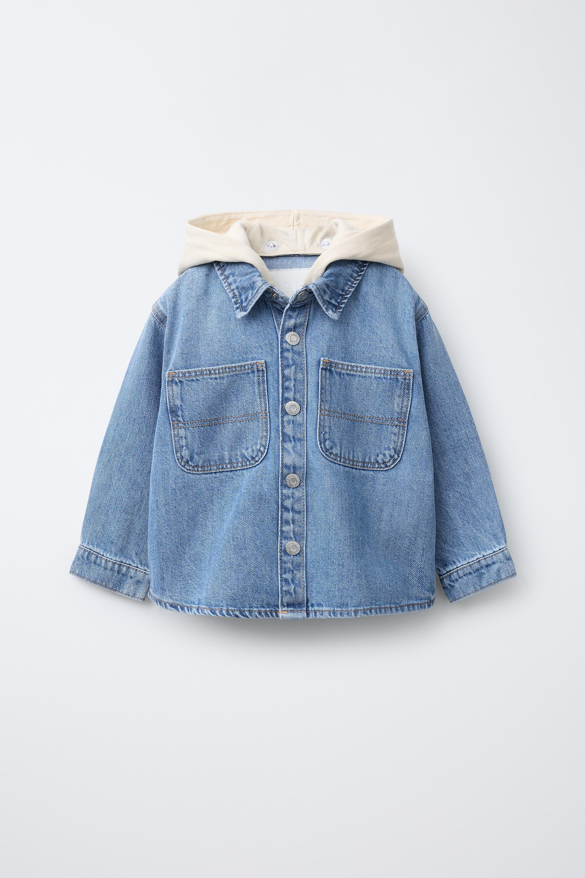 DENIM OVERSHIRT WITH DETACHABLE HOOD | Zara US