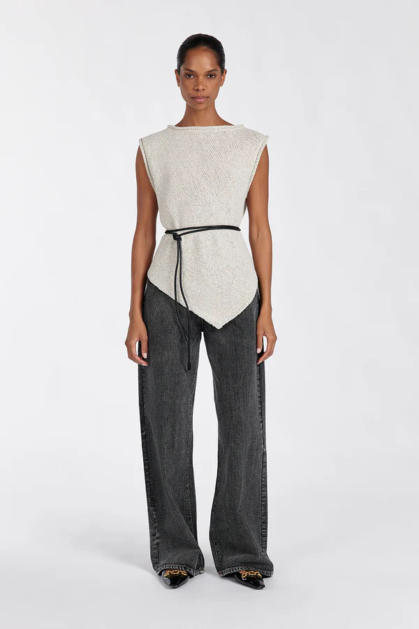 ALTHEA STONE ASYM KNIT TOP | DISSH