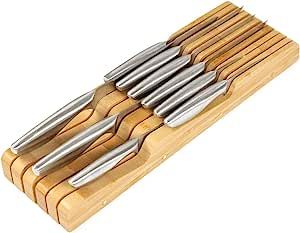 Bamboo Kitchen Knife Block Holder Organizer - Holds 5 Long + 6 Short Knives (Not Included), Fits ... | Amazon (US)