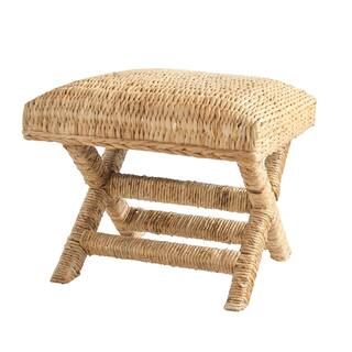 18.5" Wood & Water Hyacinth Woven Stool | Michaels Stores