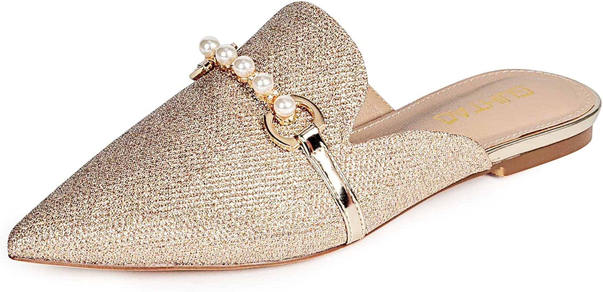 GUIHTAO Mules for Women Flats Comfortable Pointed Toe Slip On Pearl Shoes for Women | Amazon (US)