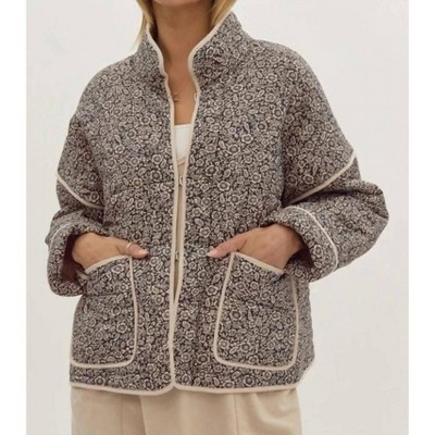 Women's Quilted Floral Jacket - entro L | Target