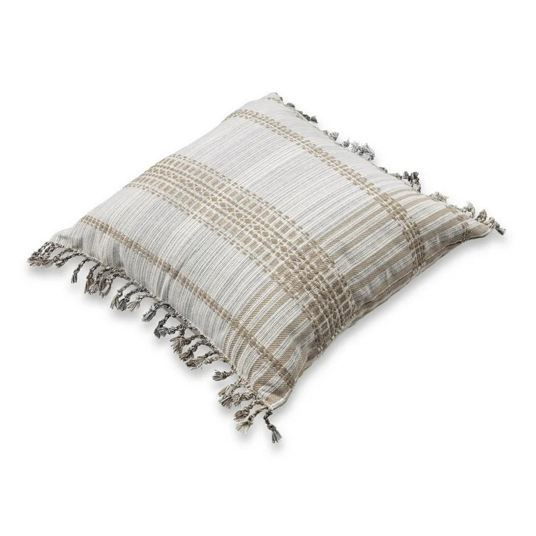 Better Homes & Gardens Reversible Plaid Decorative Square Throw Pillow, 20" x 20", Brown, 1 per P... | Walmart (US)