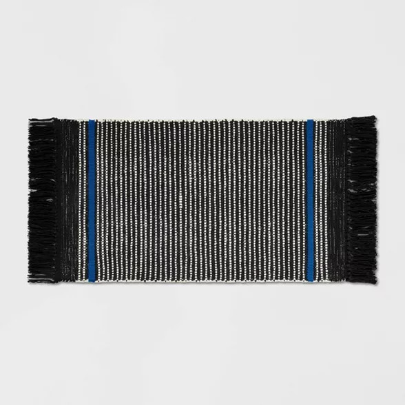 1'8"X2'10"/20"X34" Stripe Woven Accent Rug Black - Room Essentials™ | Target