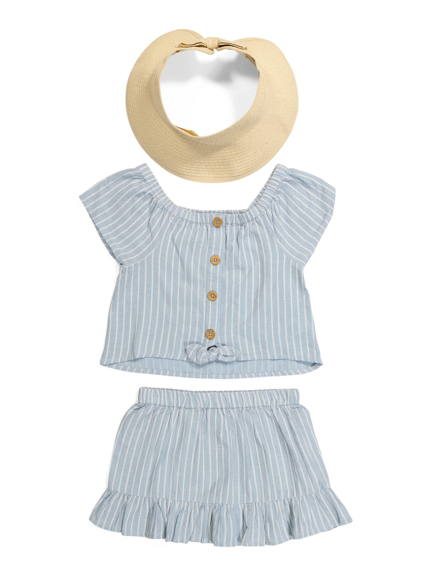 Girls Striped Matching Ruffle Top And Skirt | TJ Maxx