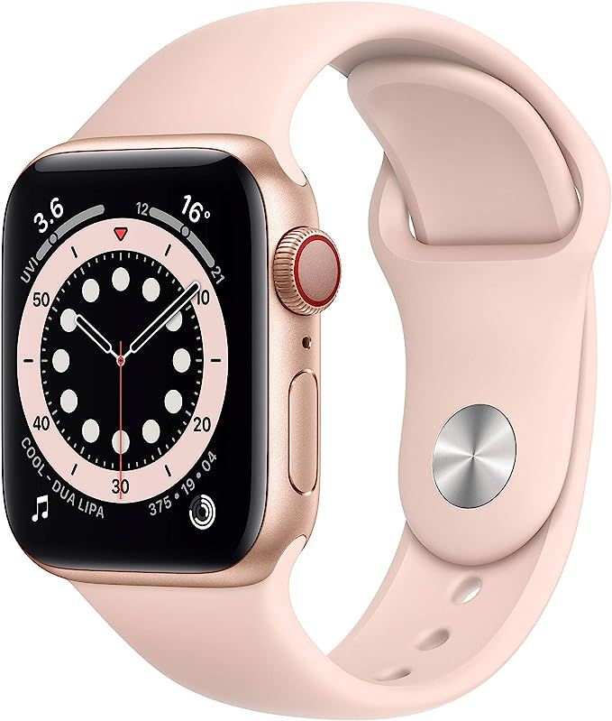 Apple Watch Series 6 GPS + Cellular, 40mm Gold Aluminium Case with Pink Sand Sport Band - Regular | Amazon (UK)