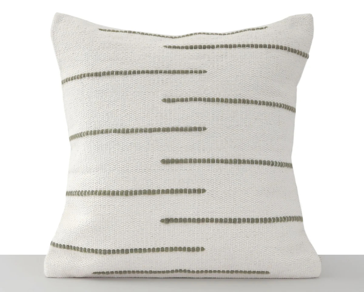 Handwoven Ivory and Sage Green Pillow Cover | Coterie, Brooklyn
