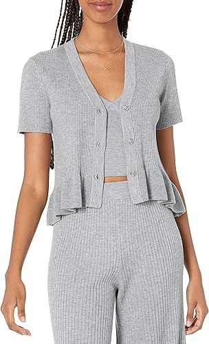 The Drop Women's Catalina Peplum Ruffle Rib Cardigan Sweater | Amazon (US)