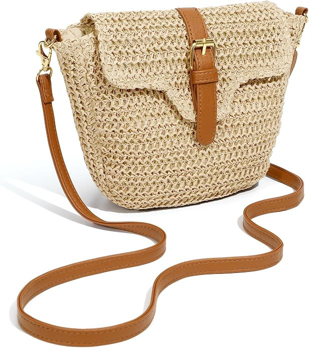 Straw Bag Beach Purse Summer Purses for Women Vacation Handbags Woven Crossbody Bags Straw Should... | Amazon (US)