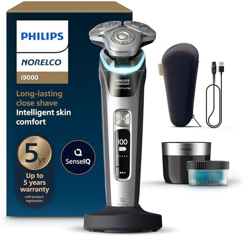 Philips Norelco Shaver i9000 Prestige, Wet & Dry Electric Shaver, Dark Slate Nova, SenseIQ Techno... | Amazon (US)